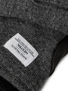 Norse Projects + Hestra Leather-panelled Knitted Gloves In Gray