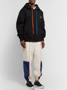 MAISON KITSUNÉ + ADER ERROR TAPERED LOGO-EMBROIDERED PIPED SHELL TRACK PANTS