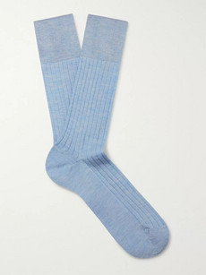 Falke No. 2 Mélange Cashmere-blend Socks In Blue