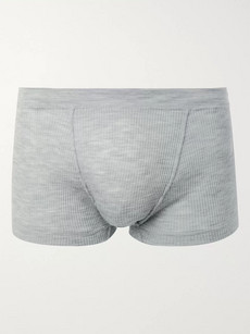 Secondskin Ribbed Wool Boxer Briefs In Gray