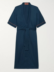 Cleverly Laundry Piped Washed Cotton-robe In Blue