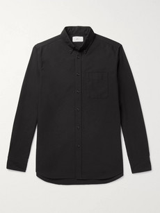 Mr P Button-down Collar Cotton Oxford Shirt In Black