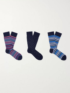 Marcoliani Three-pack Cotton-blend Socks In Multi