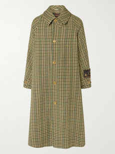 Gucci Oversized Houndstooth Wool-blend Coat In Green