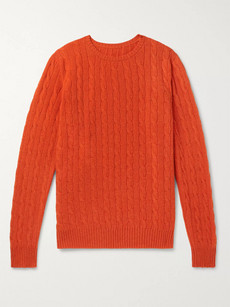 Anderson & Sheppard Cable-knit Cashmere Sweater In Orange