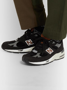 New Balance M991 Suede, Leather And Mesh Sneakers In Black | ModeSens