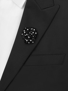 Charvet Polka-dot Silk-faille Lapel Pin In Black