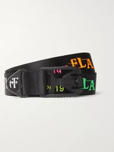 Flagstuff 3cm Logo-jacquard Webbing Belt In Black