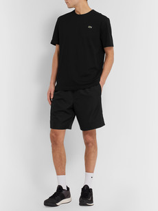 Lacoste Tennis Logo-appliquéd Cotton-blend Jersey Tennis T-shirt In Black
