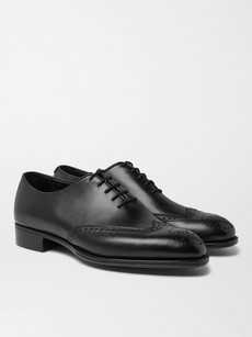 Kingsman George Cleverley Leather Brogues In Black