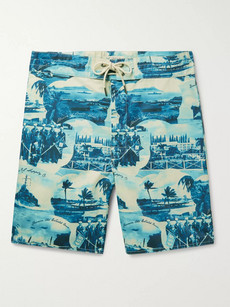 Rrl Long-length Printed Swim Shorts In Blue