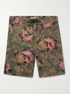Rrl Long-length Printed Cotton-blend Swim Shorts In Green