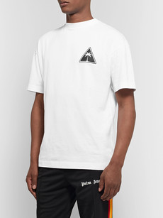 Palm Angels Logo-print Cotton-jersey T-shirt In White