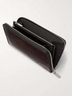 Berluti Scritto Leather Zip-around Wallet In Brown