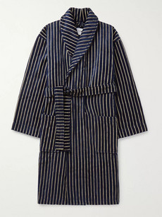 Nn07 Striped Cotton-blend Terry Robe In Blue