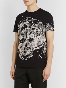 Alexander Mcqueen Slim-fit Printed Cotton-jersey T-shirt In Black