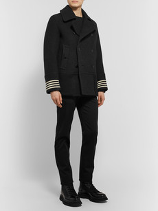 BURBERRY STRIPED WOOL PEACOAT