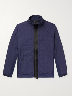 Nike Tech Pack Quilted Shell-panelled Stretch Tech-jersey Jacket In Navy