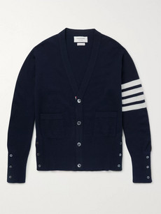 Thom Browne Slim-fit Striped Cashmere Cardigan In Navy