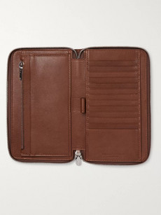 Brunello Cucinelli Leather Zip-around Wallet In Brown