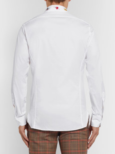 Gucci Duke Slim-fit Embroidered Cotton-poplin Shirt In White