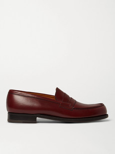 Jm Weston 180 The Moccasin Leather Loafers In Burgundy