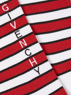 Givenchy Logo-intarsia Stretch Striped Cotton-blend Socks In White