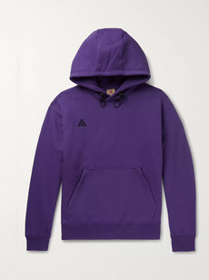 Nike Acg Nrg Logo-embroidered Fleece-back Cotton-blend Jersey Hoodie In Purple