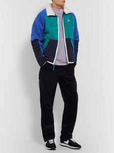 Nike Colour-block Nylon-trimmed Fleece Jacket In Blue