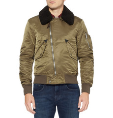 Burberry Brit Shearling-Collar Bomber Jacket