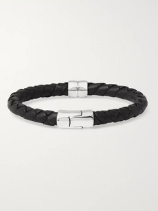 Bottega Veneta - Intrecciato Leather and Silver Bracelet