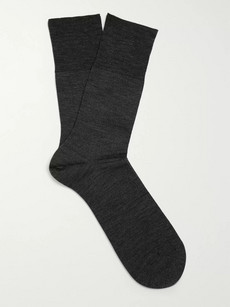 Falke Airport Merino Wool-blend Socks In Light Gray