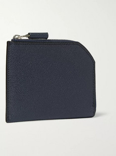 Valextra Zip-around Pebble-grain Leather Wallet In Blue