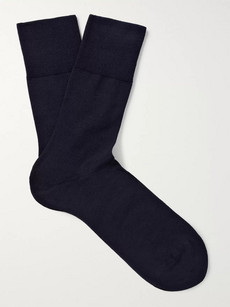 FALKE AIRPORT WOOL AND COTTON-BLEND SOCKS