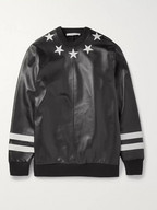 Givenchy Star-Appliqué Leather and Neoprene Sweatshirt