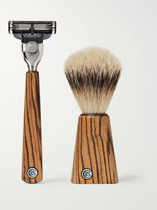 Czech & Speake Zebrano Wood Shaving Set In Brown