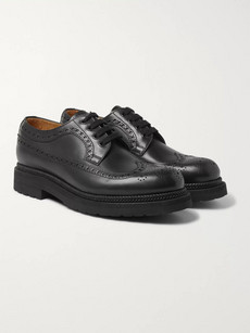 Valentino Garavani Lug-soled Leather Brogues In Black