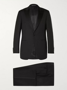 Canali - Black Slim-Fit Satin-Trimmed Wool Tuxedo