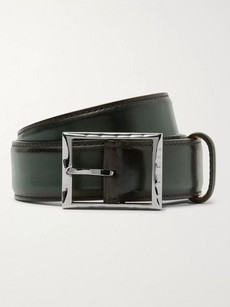 Berluti 3.5cm Green Classic Leather Belt