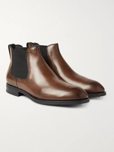 Tod's Burnished-leather Chelsea Boots In Chocolate | ModeSens