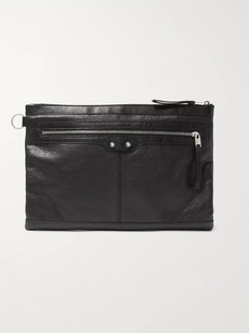 BALENCIAGA Large Creased-Leather Pouch
