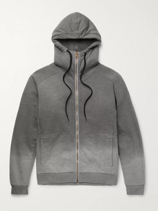 Tomas Maier Faux Shearling-lined Ombré Cotton-jersey Zip-up Hoodie In Gray