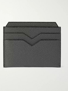 Valextra Pebble-grain Leather Cardholder In Charcoal
