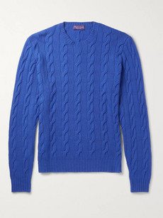 Ralph Lauren Slim-fit Cable-knit Cashmere Sweater In Blue | ModeSens