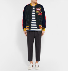 GUCCI Velvet Bomber Jacket W/Embroideries, Multicolor | ModeSens