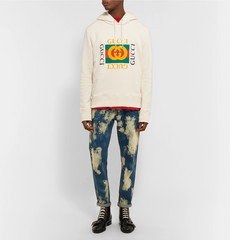 GUCCI Printed Loopback Cotton-Jersey Hoodie in White | ModeSens