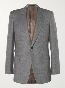 Kingsman Grey Slim-fit Houndstooth Wool Suit Jacket In Gray