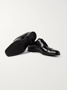 PRADA Cap-Toe Spazzolato And Saffiano Leather Derby Shoes