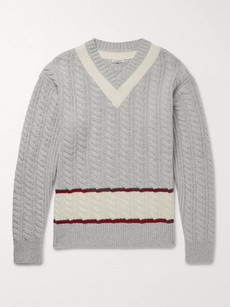 Tomas Maier Slim-fit Cable-knit Wool Cricket Sweater In Gray