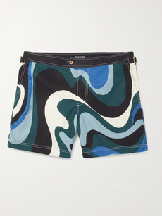 Tom Ford Mid-length Printed Swim Shorts In Blue